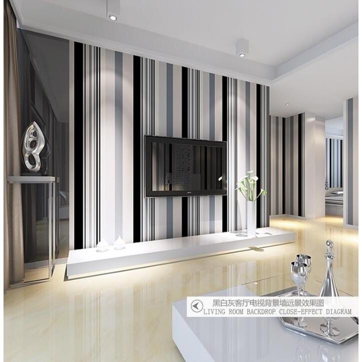 壁紙 クロス ストライプ 黒 白 灰色 縦縞 壁紙 テレビ ルーム リビングルーム 壁 装飾 シンプル Hs M サカストア 通販 Yahoo ショッピング