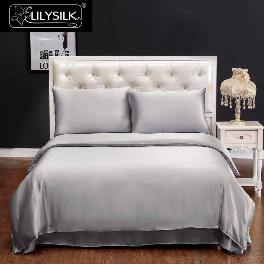 羽毛布団カバーシルク 高級ホワイトクイーン大サイズ LilySilk 100純粋な天然桑天然19ママシルクシームレス 150x210cm