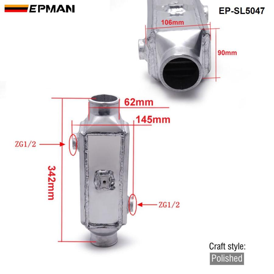 【楽ギフ_包装】 水冷インタークーラー 差し込み径62mm 車 ユニバーサル 汎用 軽量 アルミニウム パーツ