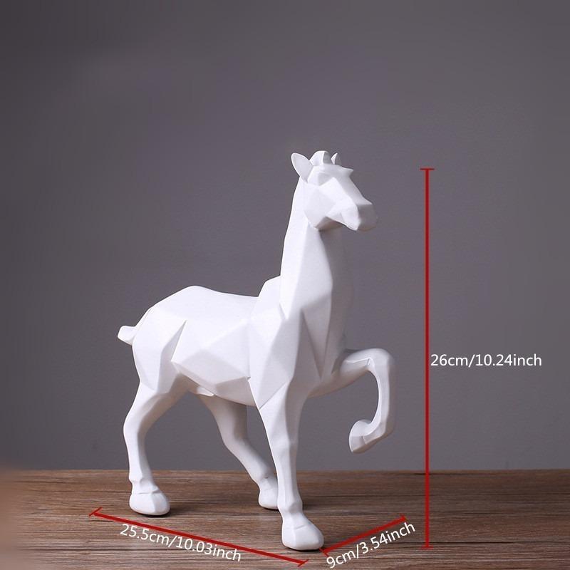 オブジェ 置物 モダン 抽象デザイン 白い馬の彫像 幾何学的モチーフ 