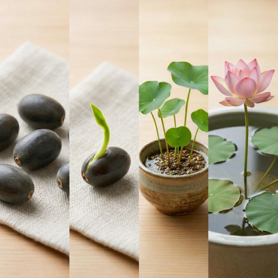 蓮の種 10粒 ハス 種子 栽培セット 水生植物 睡蓮鉢 発芽しやすい