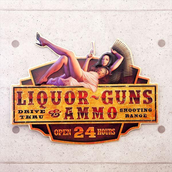 ホットセール ブリキ看板 アンティーク プレート ピンナップガール アメリカ雑貨 Liquor Guns Supplystudies Com