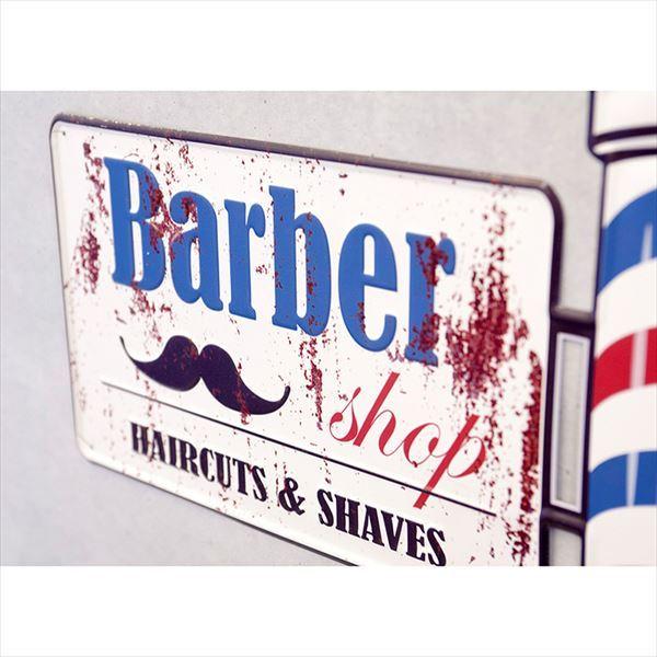 ブリキ看板 バーバー 床屋 理容店 美容院 アンティーク Shop ヴィンテージ メーカー直送 ダイカットプレート Barber