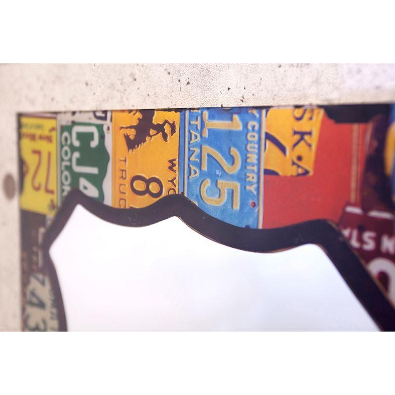 『やます』ルート66 プレート・デザインミラー・壁掛け　3点セット アメリカン レトロ 壁掛け 鏡 ウォールミラー ROUTE66 ナンバー