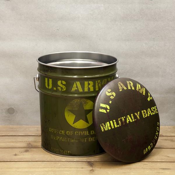 アメリカン レトロ スツール 椅子 収納いす ペール缶 アーミー