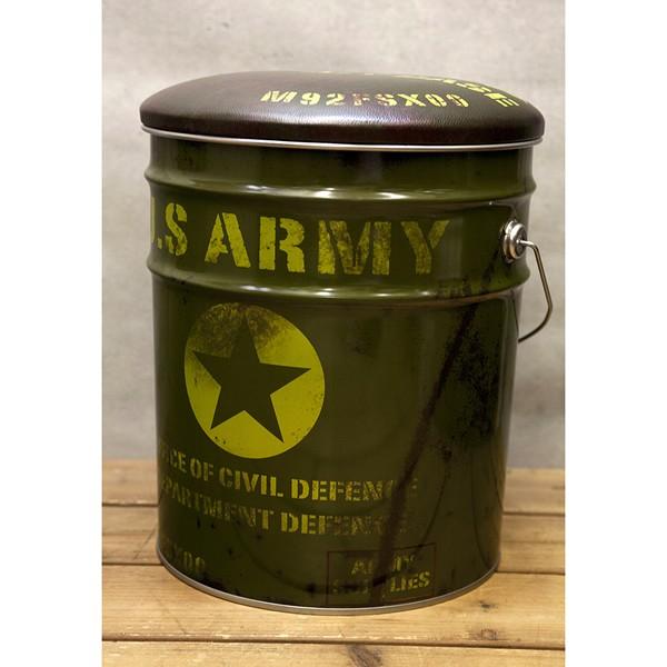 アメリカン レトロ スツール 椅子 収納いす ペール缶 アーミー