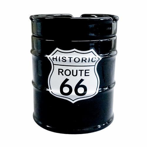 ドラム缶灰皿 ROUTE66☆ ブラック 灰皿 アメリカ雑貨 ルート６６