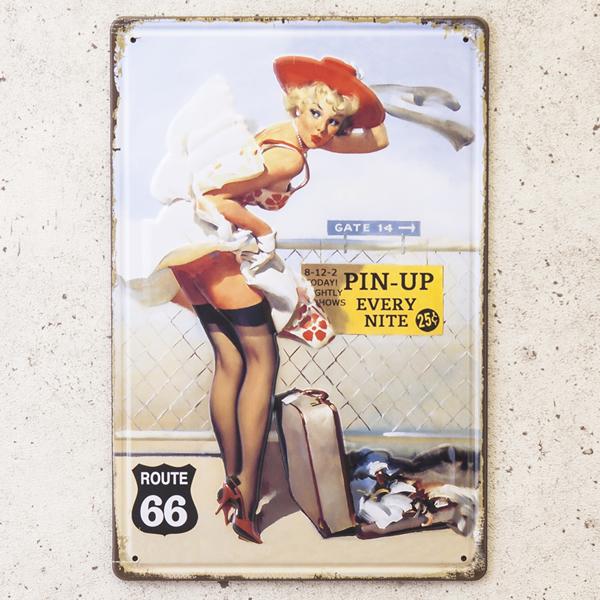 アメリカン レトロ ブリキ看板 アメリカン雑貨 ピンナップガール