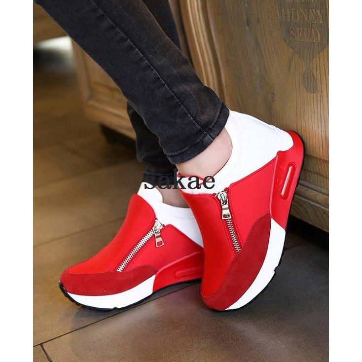 厚底 スニーカー スポーティー カジュアル セレブ 美脚 歩きやすい ブラック レッド シューズ 靴 レディース 1 ギフト