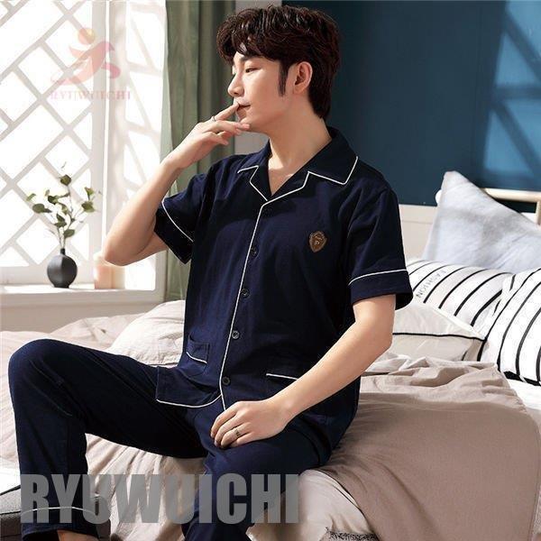 メンズファッション ボトムスス単品 パジャマ メンズ ルームウェア 上下セット 部屋着 綿 半袖 トップス ロングズボン 綿100 ホテル 春夏 おしゃれ パジャマ Kwrewxukkl Www Totenka Com