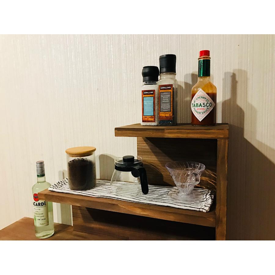 【栄町工房】 オープン ラック 階段 3段 ブラウン / シンプル オリジナル 日本製 手作り 送料無料 おしゃれ 完成品 カフェ風 西海岸 デザイナー アイアン 脚|sakaechoshoji|03