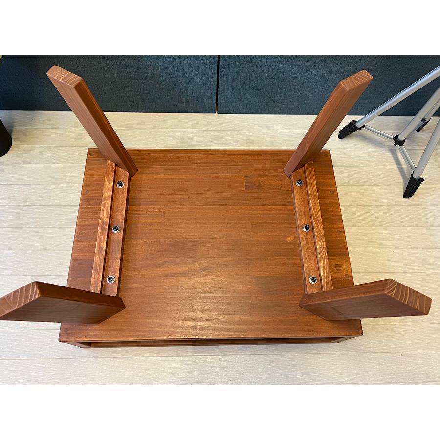 送料無料】 ローテーブル ロ形 60cm 45cm パイン チーク 木製脚 組立式  