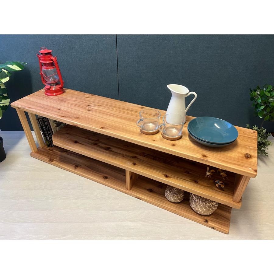テレビボード 棚板付き 縦格子型 シェルフ 小物置き 杉 120cm / 栄町