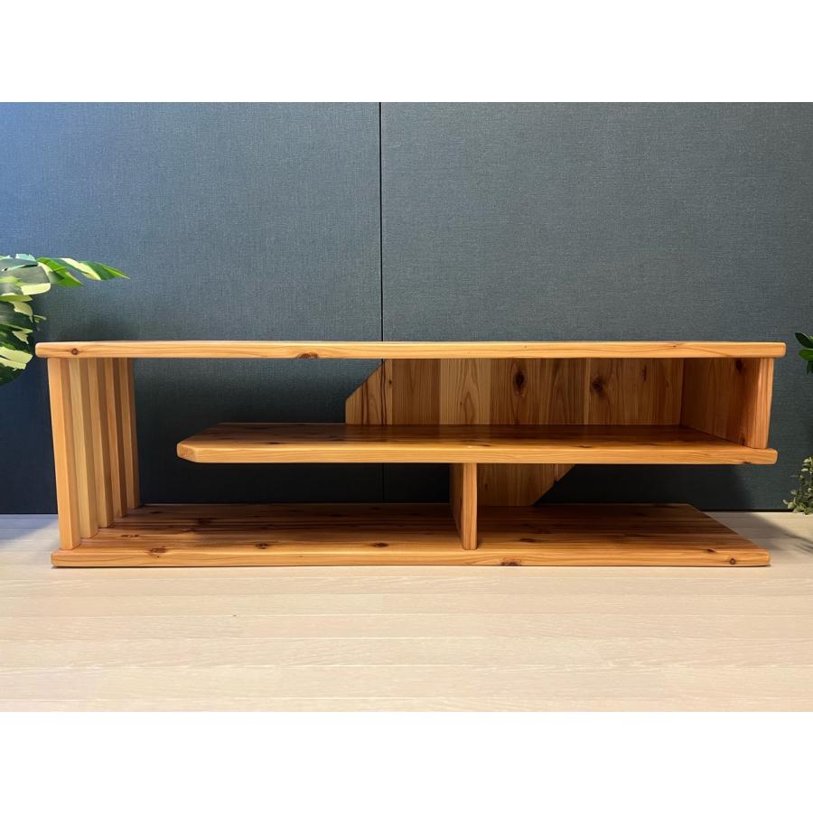 テレビボード 棚板付き 縦格子型 シェルフ 小物置き 杉 120cm / 栄町 