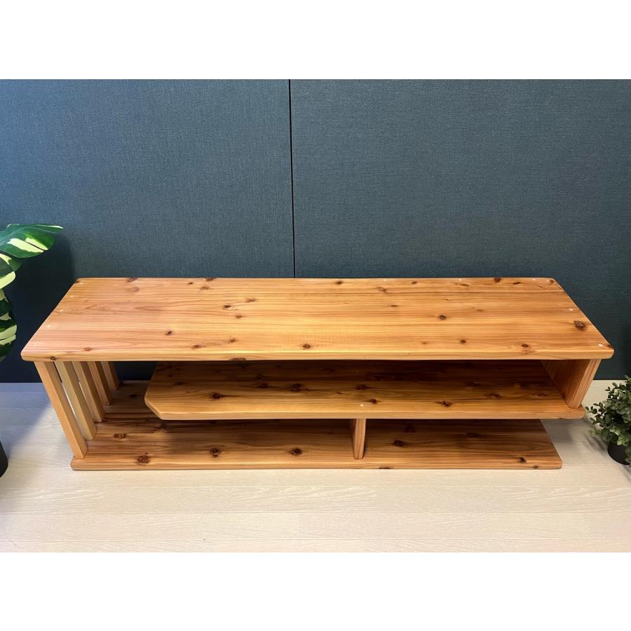 テレビボード 棚板付き 縦格子型 シェルフ 小物置き 杉 120cm / 栄町