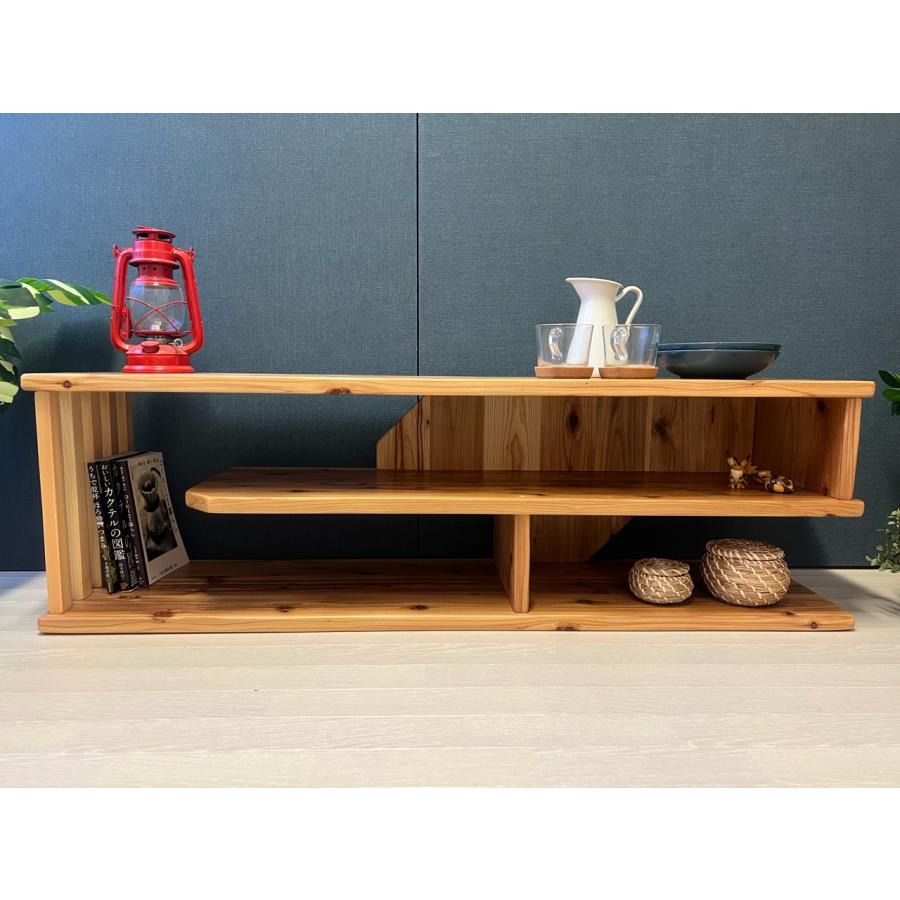 テレビボード 棚板付き 縦格子型 シェルフ 小物置き 杉 120cm / 栄町