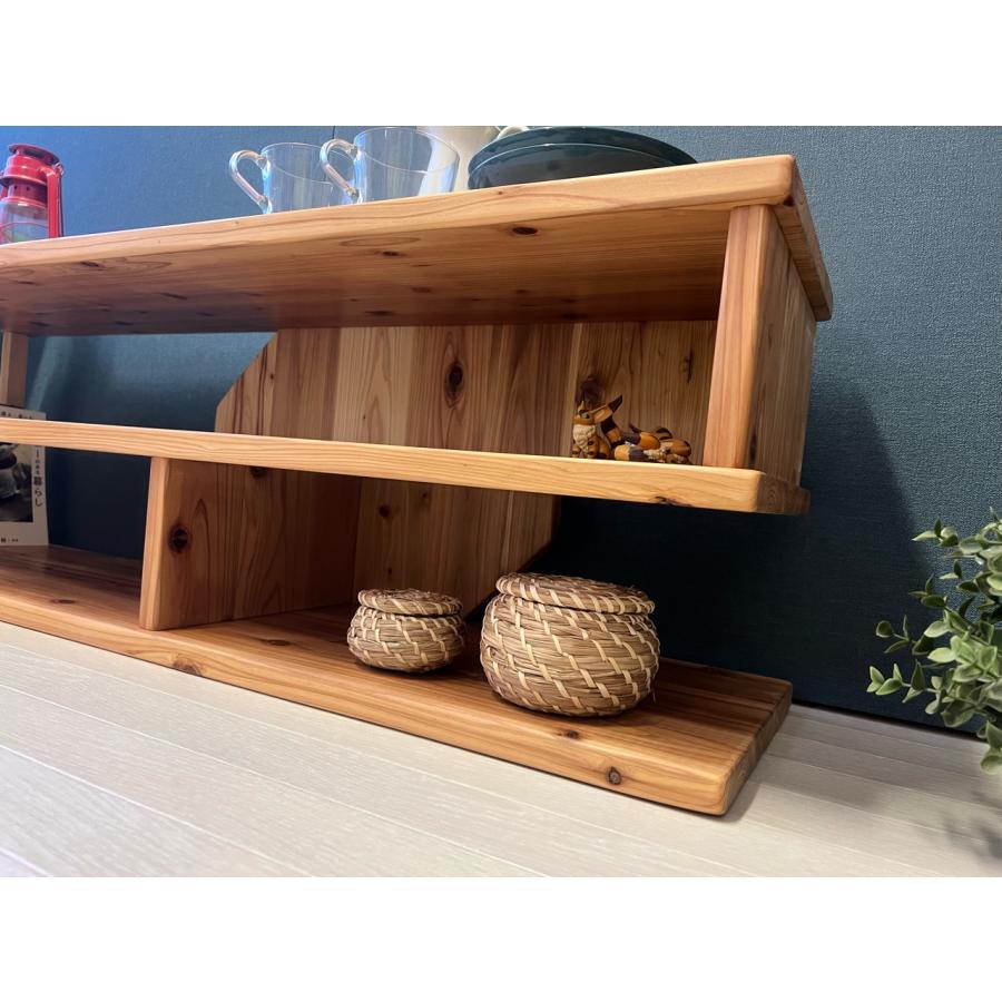 テレビボード 棚板付き 縦格子型 シェルフ 小物置き 杉 120cm / 栄町