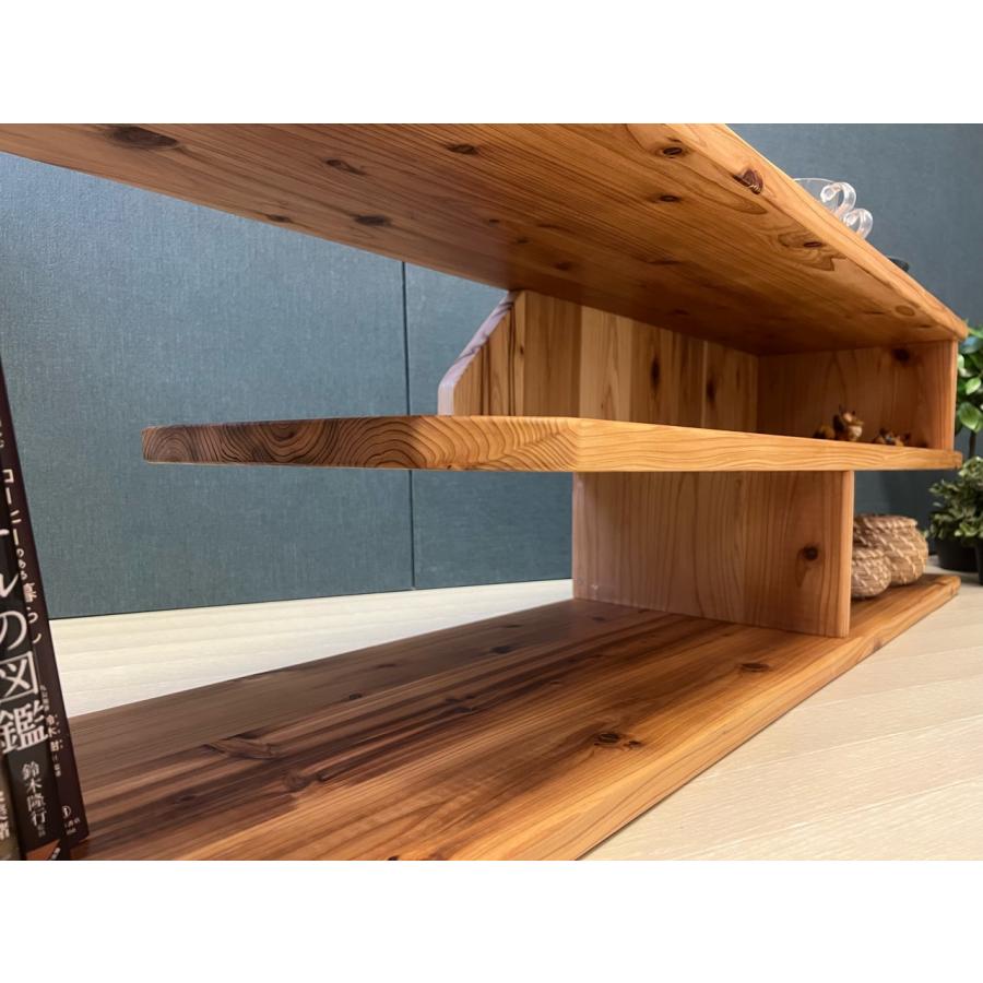 テレビボード 棚板付き 縦格子型 シェルフ 小物置き 杉 120cm / 栄町