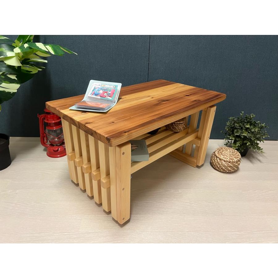 【送料無料】 ローテーブル 和風 木組縦格子 収納付き60cm 35cm 杉 ローテーブル 和風 木組縦格子 収納付き60cm 35cm 杉 / 栄町工房 木製