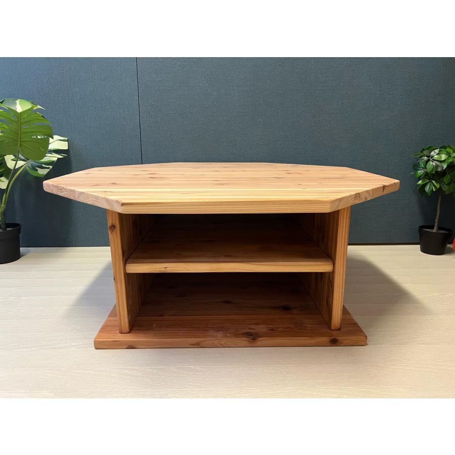 ローテーブル 八角形 90cm 杉 ナチュラル 棚付き / 栄町工房 木製 完成