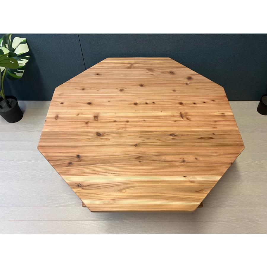 【送料無料】 ローテーブル 八角形 90cm 杉 ナチュラル 棚付き ローテーブル 八角形 90cm 杉 ナチュラル 棚付き / 栄町工房 木製 完成