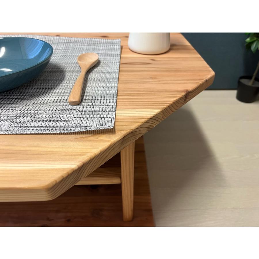 ローテーブル 八角形 90cm 杉 ナチュラル 棚付き / 栄町工房 木製 完成