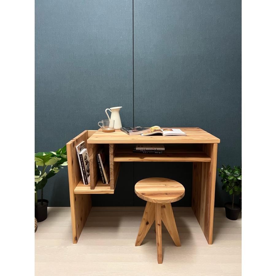 デスク シンプルな杉の収納付デスク スツール セット / 栄町工房 木製 完成品 新生活 シンプル 定番 人気 お洒落 北欧 カフェ 海外 和風_1