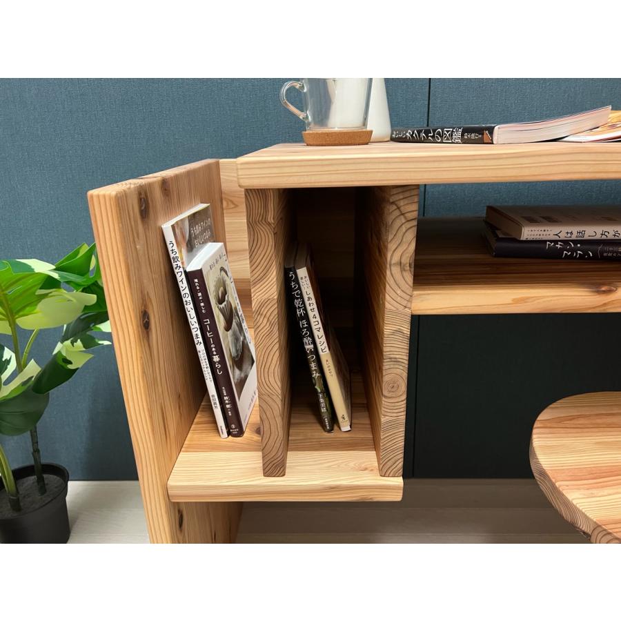 デスク シンプルな杉の収納付デスク スツール セット / 栄町工房 木製 完成品 新生活 シンプル 定番 人気 お洒落 北欧 カフェ 海外 和風_2