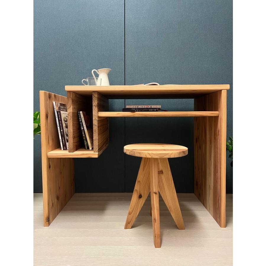 デスク シンプルな杉の収納付デスク スツール セット / 栄町工房 木製 完成品 新生活 シンプル 定番 人気 お洒落 北欧 カフェ 海外 和風_3