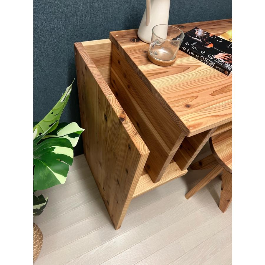 デスク シンプルな杉の収納付デスク スツール セット / 栄町工房 木製 完成品 新生活 シンプル 定番 人気 お洒落 北欧 カフェ 海外 和風_4