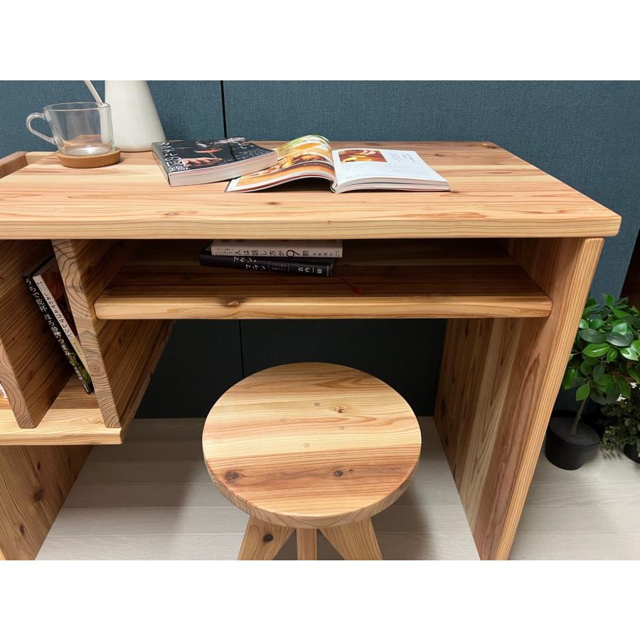 デスク シンプルな杉の収納付デスク スツール セット / 栄町工房 木製 完成品 新生活 シンプル 定番 人気 お洒落 北欧 カフェ 海外 和風_5