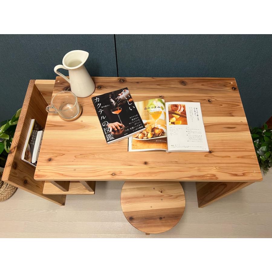 デスク シンプルな杉の収納付デスク スツール セット / 栄町工房 木製 完成品 新生活 シンプル 定番 人気 お洒落 北欧 カフェ 海外 和風_6