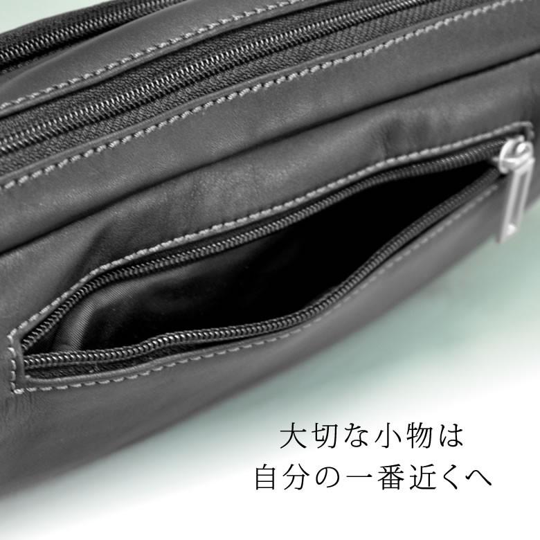 ウエストバッグ メンズ レザー 革 黒 40代 50代 ウエストポーチ ヒップ
