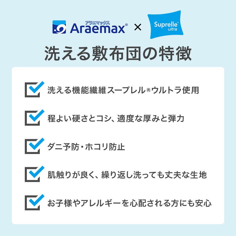 敷布団 ダブル 敷き布団 洗える 敷ふとん アドバンサ社 スープレル(R)ウルトラ中綿 使用 布団 洗える ふとん ウォッシャブル 丸洗い 日本製｜sakai-f｜05