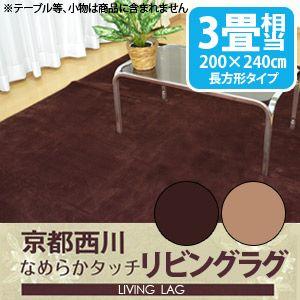 京都西川 なめらかタッチ リビングラグ 200×240cm 3畳用（2RG8002M 