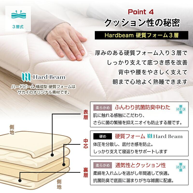 敷布団 清潔三層敷布団 セミシングル 〜 シングル サイズ 選べるサイズ