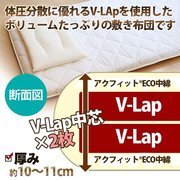 日本製 ボリューム 軽量四層敷布団 アクフィット中綿使用 V-Lap 日本製 ボリューム 軽量四層敷布団 アクフィット中綿使用 V-Lap