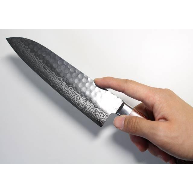 翁流 最高級 ダマスカス 三徳包丁 17層 槌目 VG10 両刃 180mm