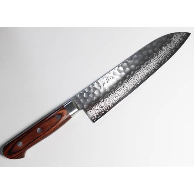 翁流 最高級 ダマスカス 三徳包丁 17層 槌目 VG10 両刃 180mm
