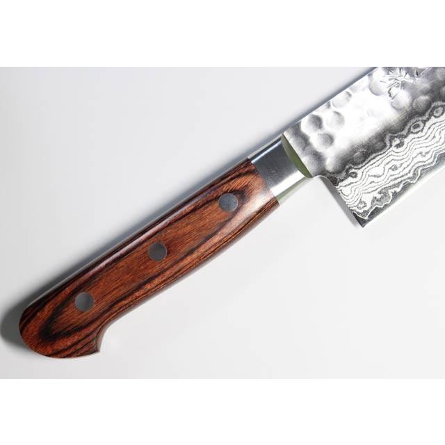 翁流 最高級 ダマスカス 三徳包丁 17層 槌目 VG10 両刃 180mm