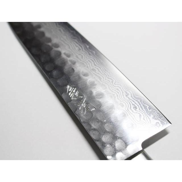 翁流 最高級 ダマスカス 三徳包丁 17層 槌目 VG10 両刃 180mm