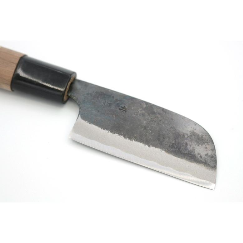 両刃黒打 栗むき包丁 刃渡り75mm 黒打 両刃 青鋼1号 くるみ柄 栗剥き