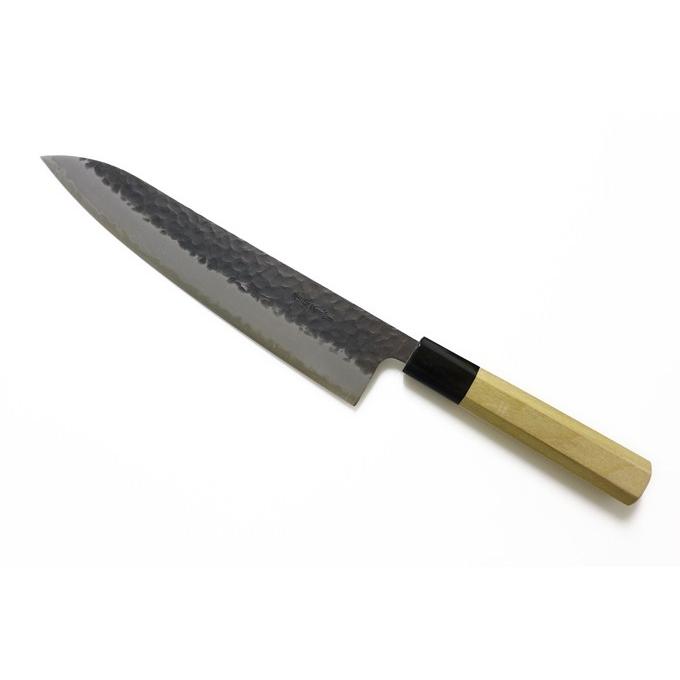 翁流 黒打槌目 青紙スーパー 牛刀 刃渡り240mm ステンレス本