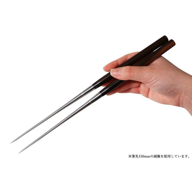 退職祝い ギフト 盛り付け用お箸 1318 黒檀（縞）柄盛箸 180mm 本焼き