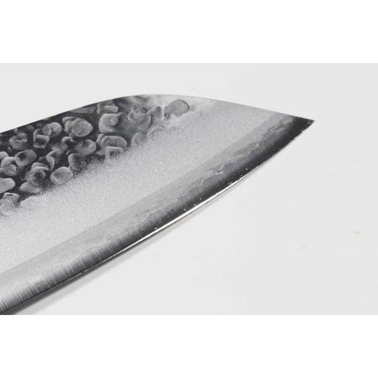 クロマックス鋼 槌目 三徳包丁 黒合板 刃渡り 170mm 17cm 一生