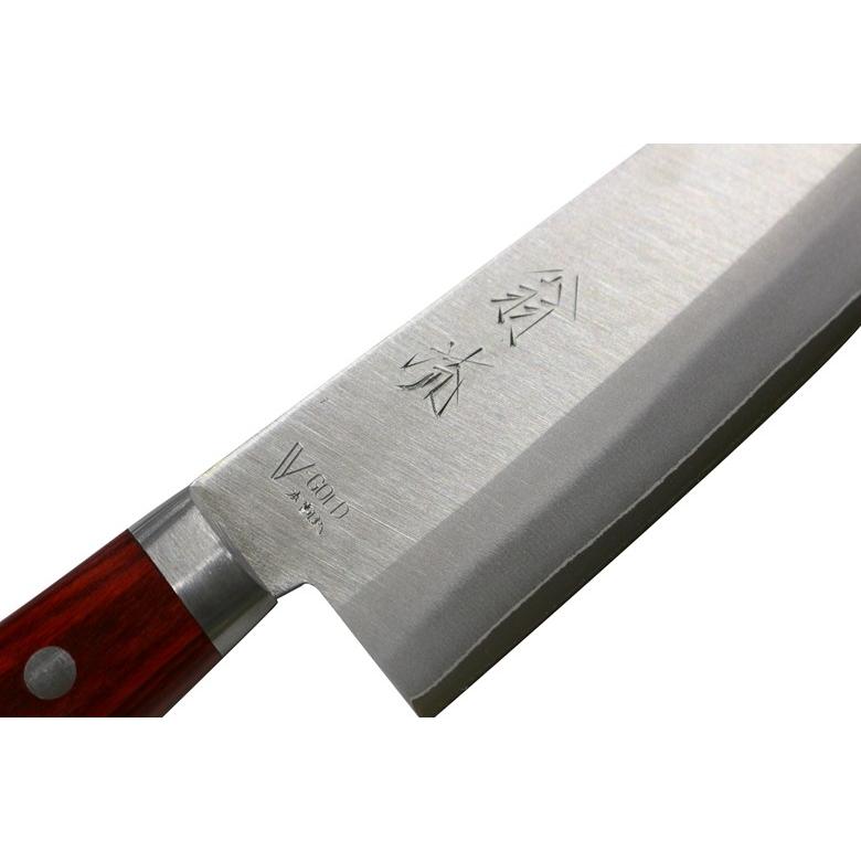 翁流 三徳包丁 刃渡り165mm （ゴールド本割込・両刃・茶合板柄・口金