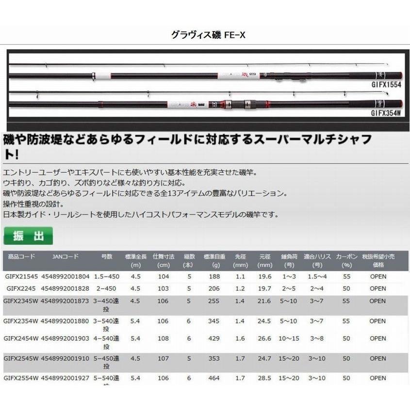 在有即配宅配便　プロックス グラヴィス磯FE-X2 　4-540遠投　GIFX2454W 高バランスカーボン磯竿｜sakai11101｜03