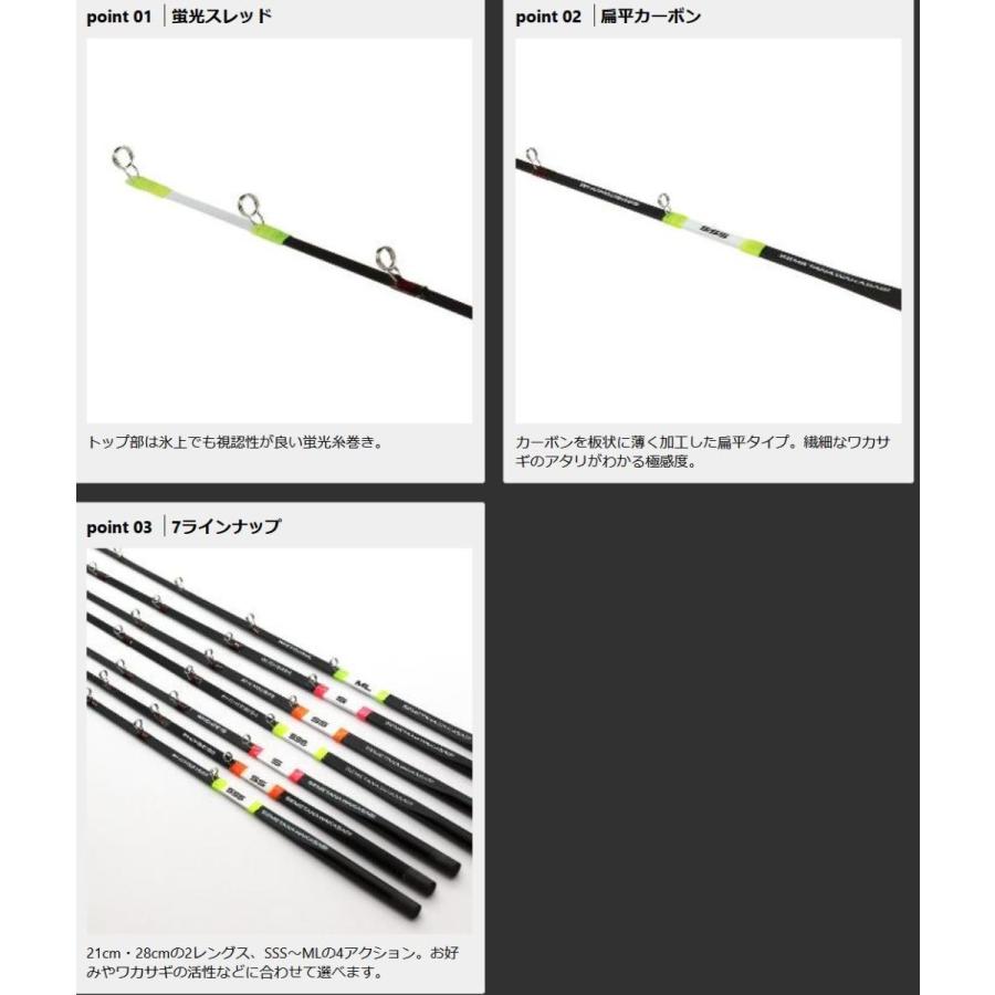 在有即配ライト便　プロックス 攻棚ワカサギ扁平カーボン穂先 WHCH521S 蛍光レッド 21cm/S｜sakai11101｜03