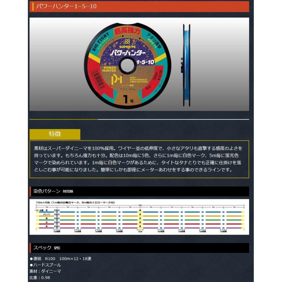 在有即配ライト便　YGKよつあみ パワーハンター 1-5-10 100m 20号　80kg　注文個数を連結で発送致します｜sakai11101｜02