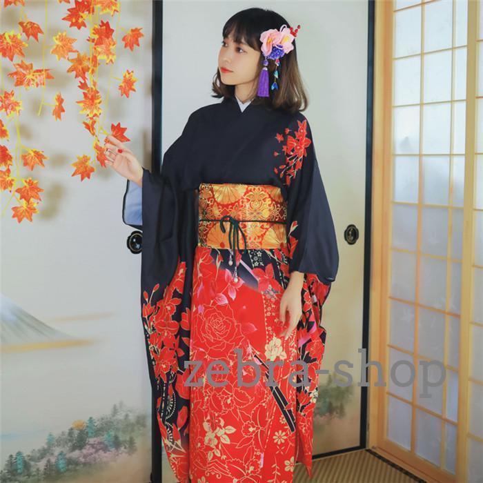 和服 着物 振袖 レディース 花火大会 卒業式 プリント 和柄 花柄 9点 